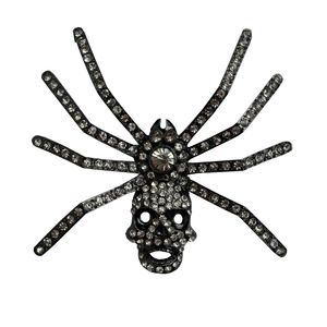Spider Brooch Large Skeleton Skull Bling Crystal